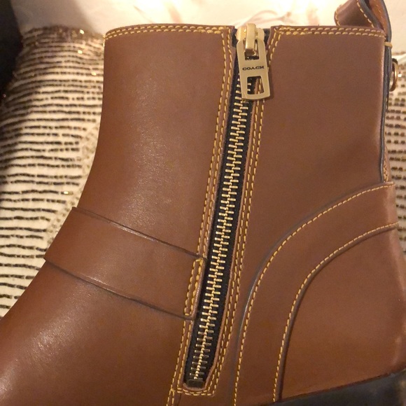 Coach Brown Leather Moto Boots - Picture 9 of 9